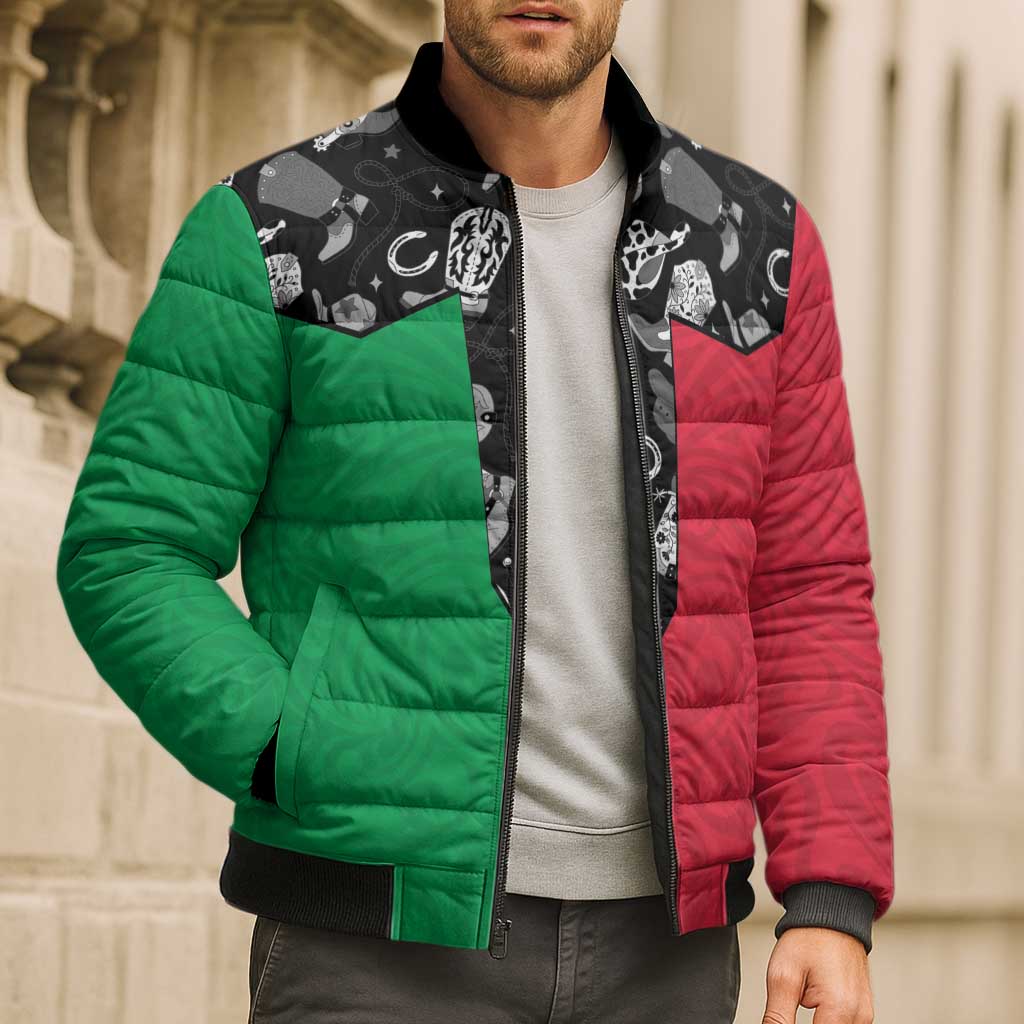 Vanuatu Cowboy Bomber Puffer Jacket Cowboy Symbols Split Stylized LT14 - Polynesian Pride