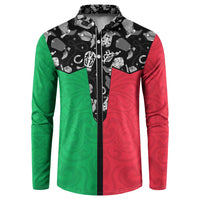 Vanuatu Cowboy Button Sweatshirt Cowboy Symbols Split Stylized LT14 Green - Polynesian Pride