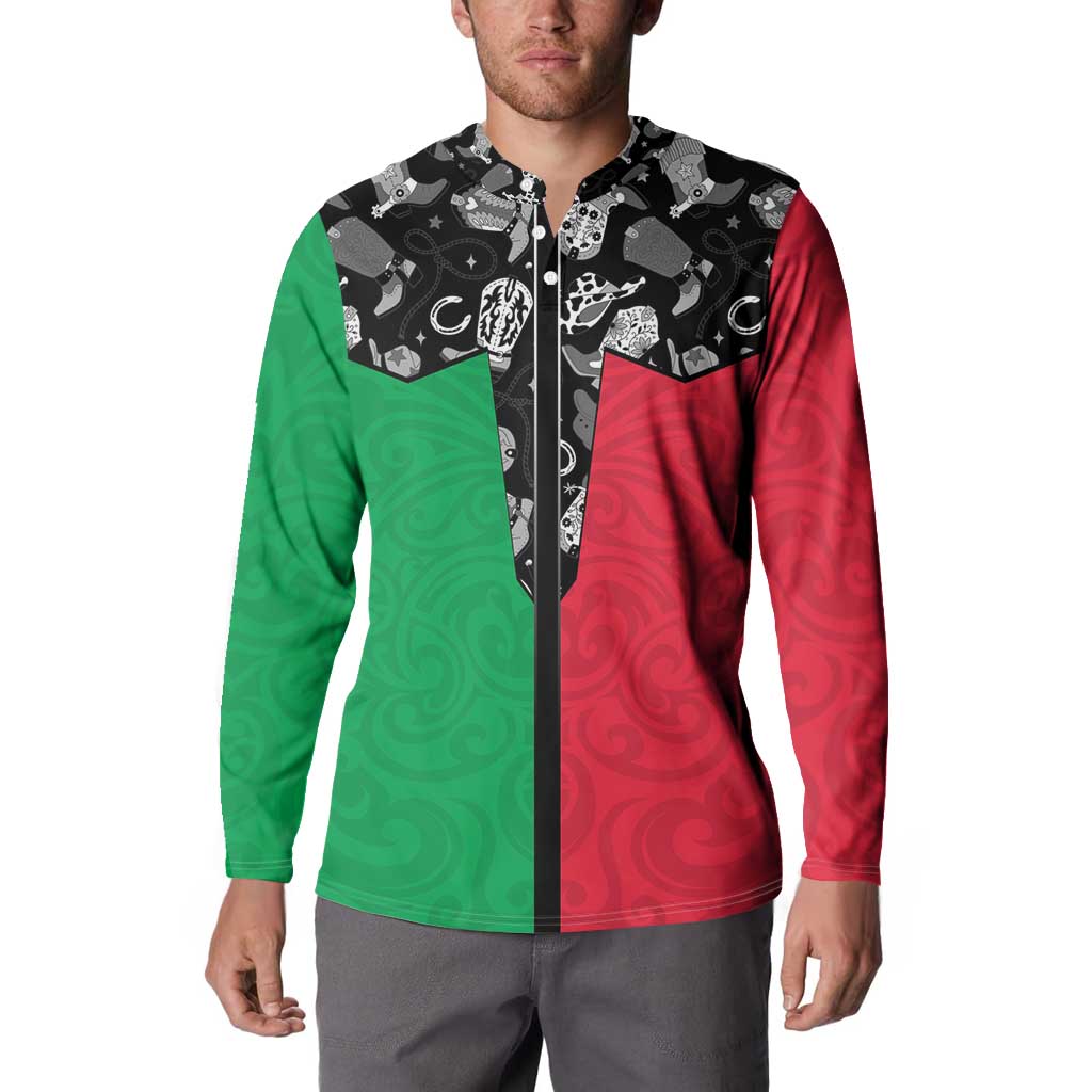 Vanuatu Cowboy Button Sweatshirt Cowboy Symbols Split Stylized LT14 - Polynesian Pride