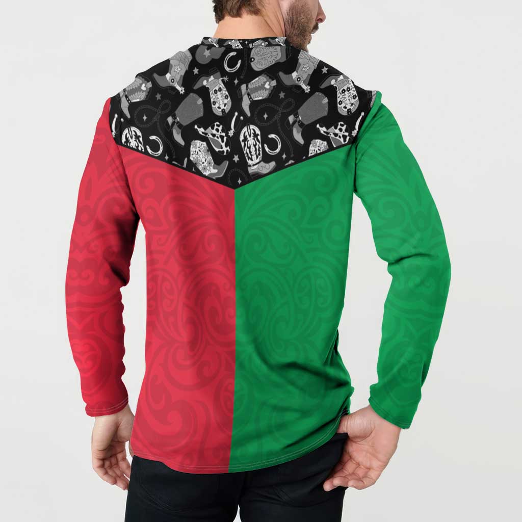 Vanuatu Cowboy Button Sweatshirt Cowboy Symbols Split Stylized LT14 - Polynesian Pride