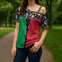 Vanuatu Cowboy Cross Shoulder Shirt Cowboy Symbols Split Stylized LT14 - Polynesian Pride