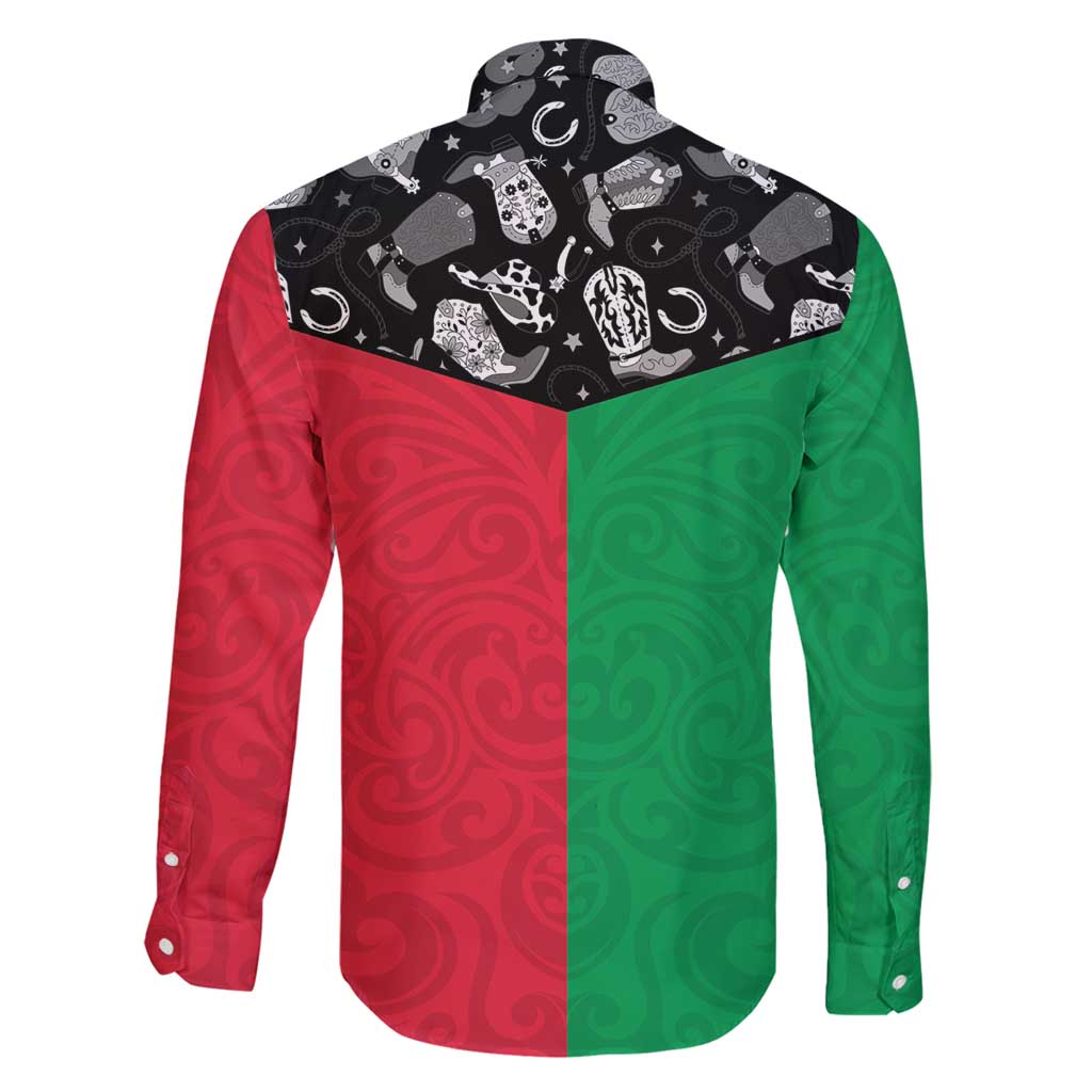 Vanuatu Cowboy Family Matching Mermaid Dress and Hawaiian Shirt Cowboy Symbols Split Stylized - Polynesian Pride