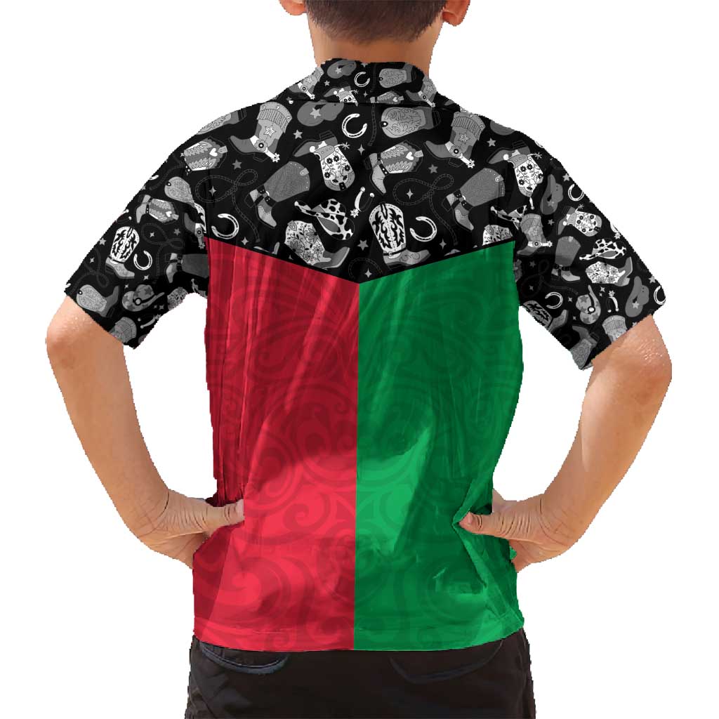 Vanuatu Cowboy Family Matching Puletasi and Hawaiian Shirt Cowboy Symbols Split Stylized LT14 - Polynesian Pride