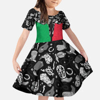 Vanuatu Cowboy Family Matching Puletasi and Hawaiian Shirt Cowboy Symbols Split Stylized LT14 Daughter's Dress Green - Polynesian Pride