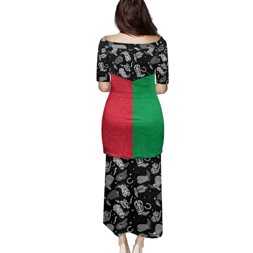 Vanuatu Cowboy Family Matching Puletasi and Hawaiian Shirt Cowboy Symbols Split Stylized LT14 - Polynesian Pride