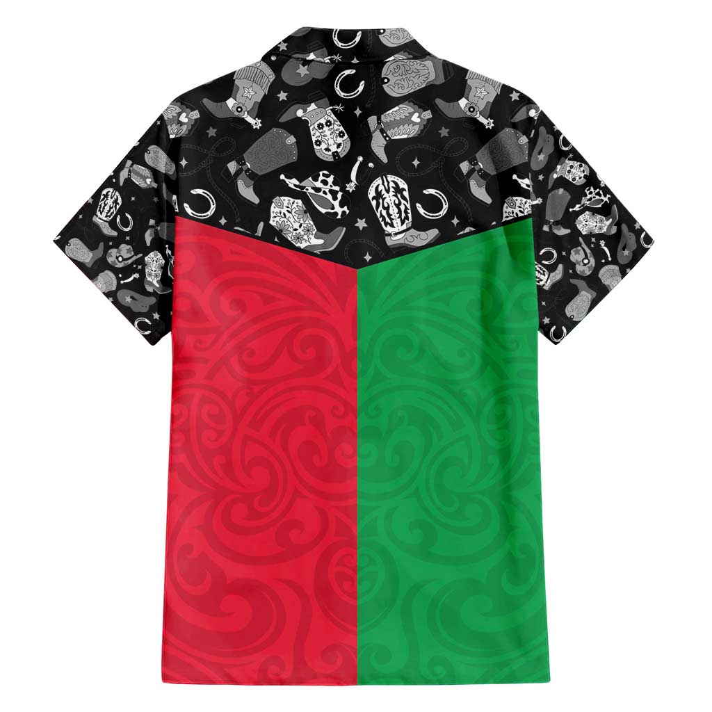 Vanuatu Cowboy Family Matching Short Sleeve Bodycon Dress and Hawaiian Shirt Cowboy Symbols Split Stylized - Polynesian Pride