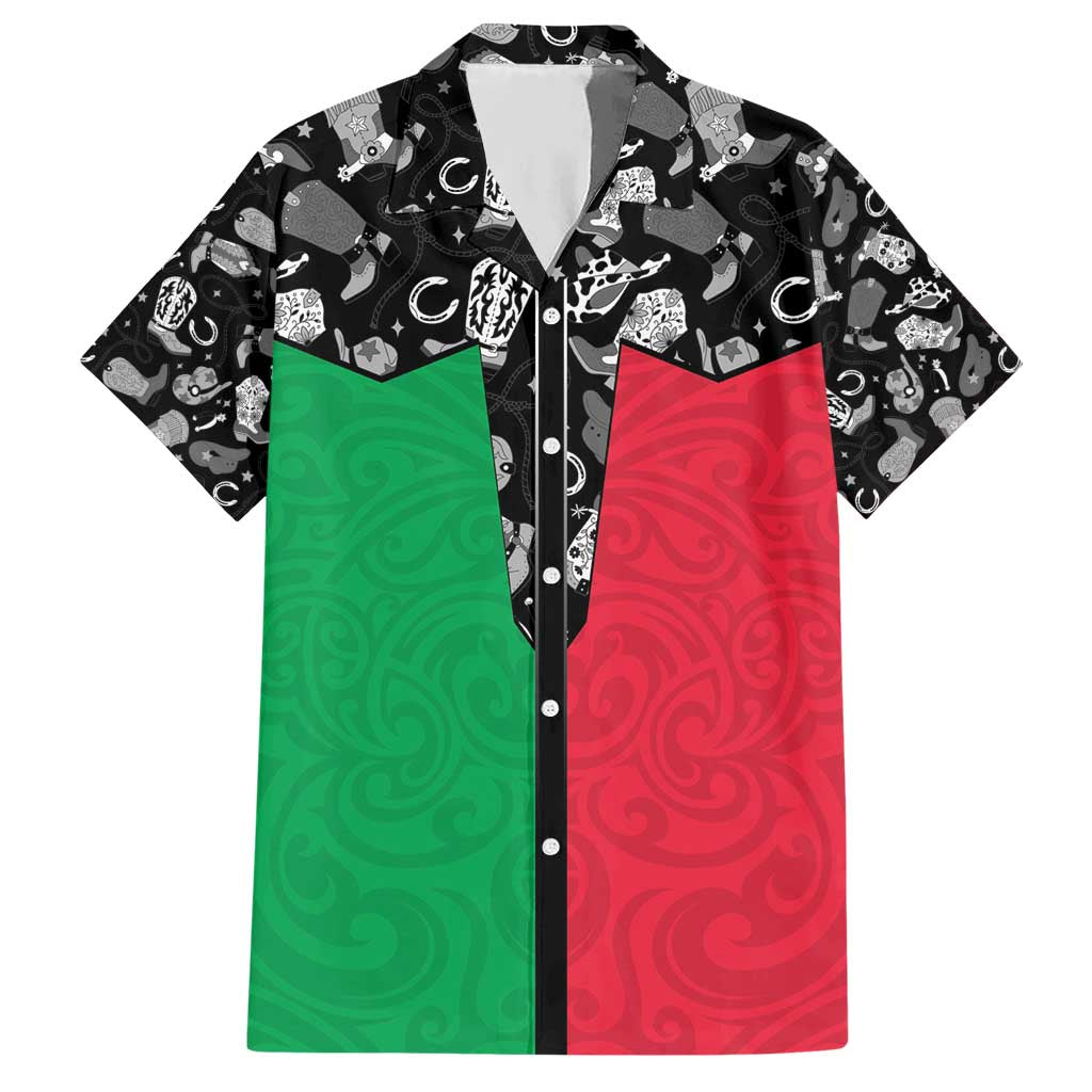 Vanuatu Cowboy Hawaiian Shirt Cowboy Symbols Split Stylized LT14 Green - Polynesian Pride