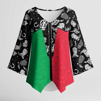 Vanuatu Cowboy Kimono Sleeve Blouse Cowboy Symbols Split Stylized LT14 Female Green - Polynesian Pride