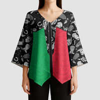 Vanuatu Cowboy Kimono Sleeve Blouse Cowboy Symbols Split Stylized LT14 - Polynesian Pride
