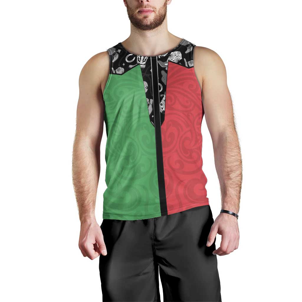 Vanuatu Cowboy Men Tank Top Cowboy Symbols Split Stylized - Polynesian Pride