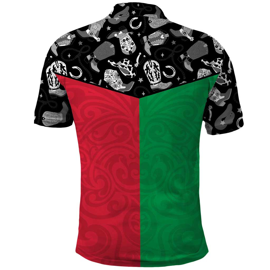 Vanuatu Cowboy Polo Shirt Cowboy Symbols Split Stylized - Polynesian Pride