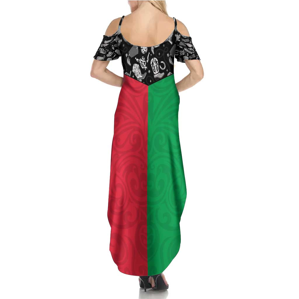 Vanuatu Cowboy Summer Maxi Dress Cowboy Symbols Split Stylized LT14 - Polynesian Pride