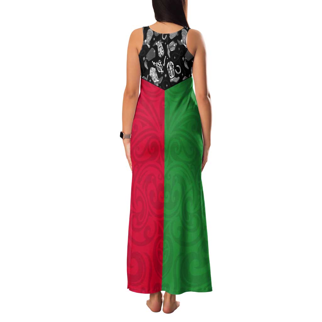 Vanuatu Cowboy Tank Maxi Dress Cowboy Symbols Split Stylized LT14 - Polynesian Pride