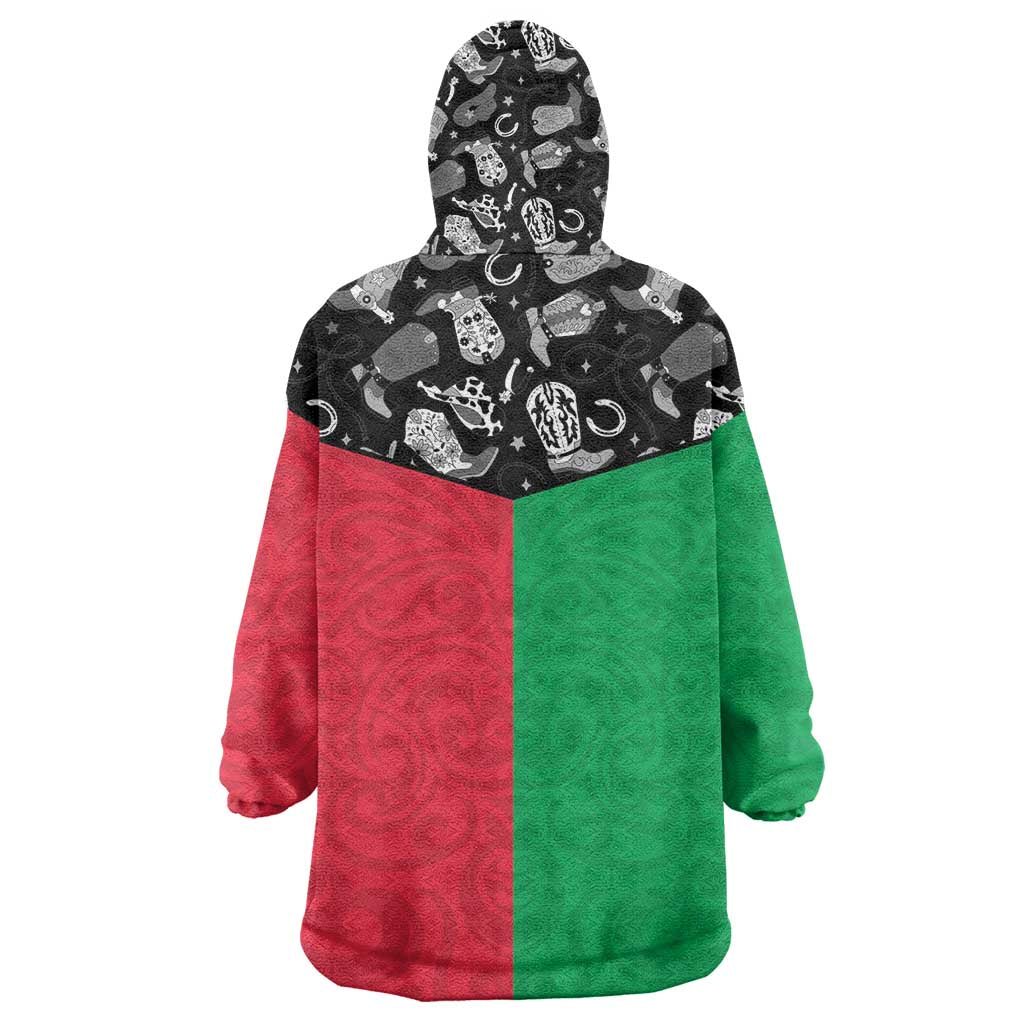 Vanuatu Cowboy Wearable Blanket Hoodie Cowboy Symbols Split Stylized - Polynesian Pride