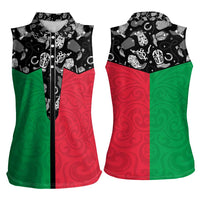 Vanuatu Cowboy Women Sleeveless Polo Shirt Cowboy Symbols Split Stylized LT14 - Polynesian Pride