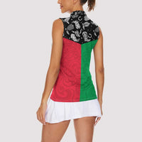Vanuatu Cowboy Women Sleeveless Polo Shirt Cowboy Symbols Split Stylized LT14 - Polynesian Pride