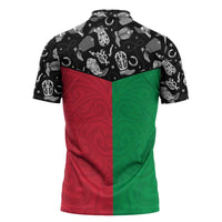 Vanuatu Cowboy Zipper Polo Shirt Cowboy Symbols Split Stylized LT14 - Polynesian Pride