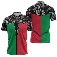 Vanuatu Cowboy Zipper Polo Shirt Cowboy Symbols Split Stylized LT14 - Polynesian Pride