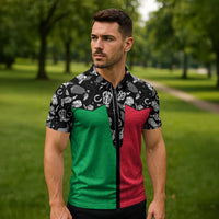 Vanuatu Cowboy Zipper Polo Shirt Cowboy Symbols Split Stylized LT14 - Polynesian Pride
