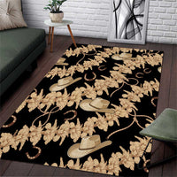 Vanuatu Cowboy Area Rug Seamless Straw Hats Hibiscus - Polynesian Pride