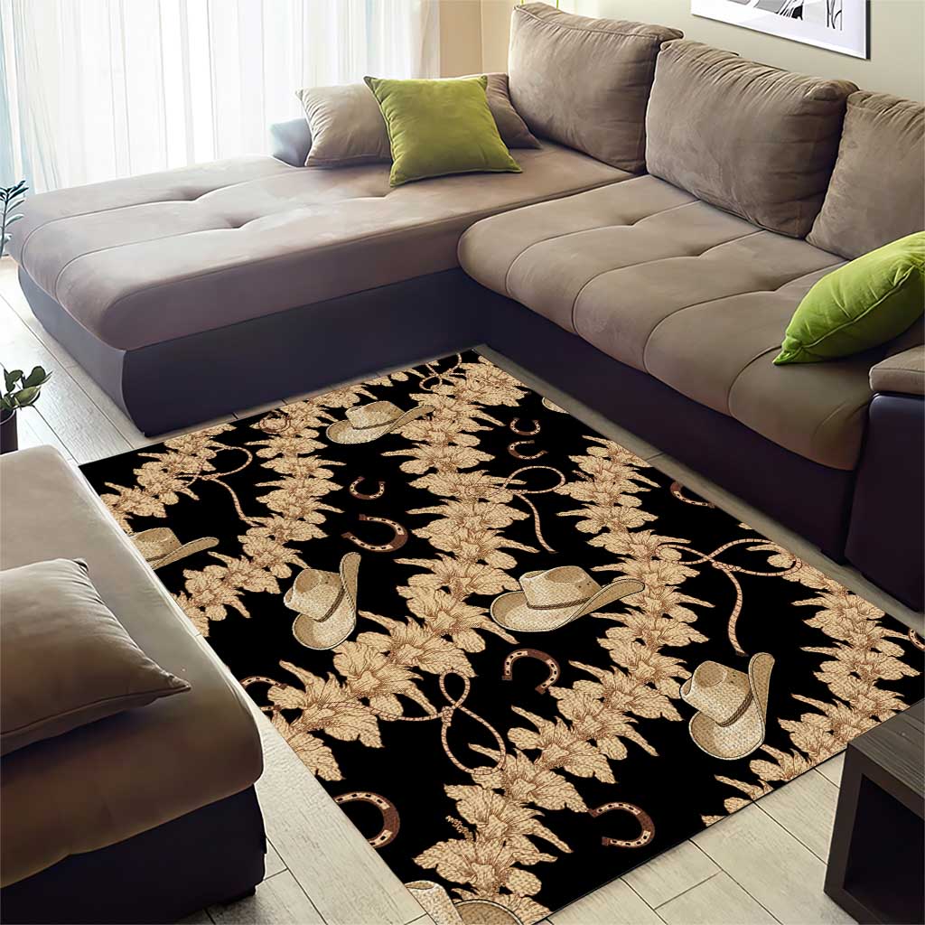 Vanuatu Cowboy Area Rug Seamless Straw Hats Hibiscus - Polynesian Pride