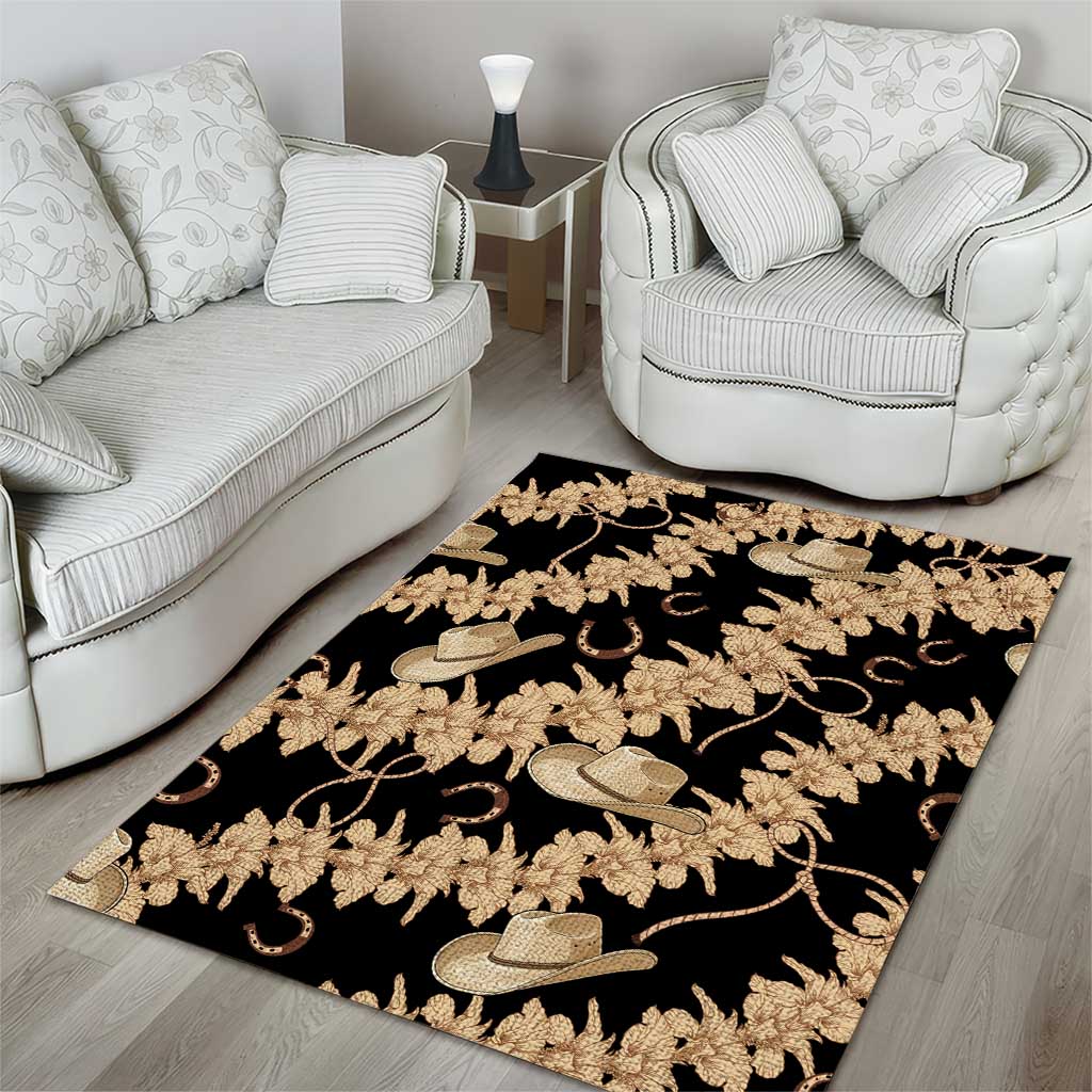 Vanuatu Cowboy Area Rug Seamless Straw Hats Hibiscus - Polynesian Pride