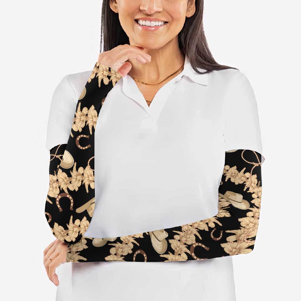 Vanuatu Cowboy Arm Sleeves Seamless Straw Hats Hibiscus - Polynesian Pride