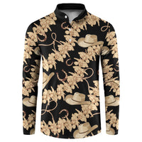 Vanuatu Cowboy Button Sweatshirt Seamless Straw Hats Hibiscus LT14 Black - Polynesian Pride