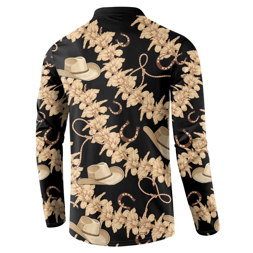 Vanuatu Cowboy Button Sweatshirt Seamless Straw Hats Hibiscus LT14 - Polynesian Pride