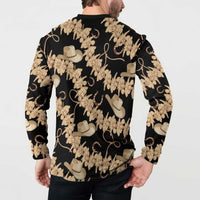 Vanuatu Cowboy Button Sweatshirt Seamless Straw Hats Hibiscus LT14 - Polynesian Pride