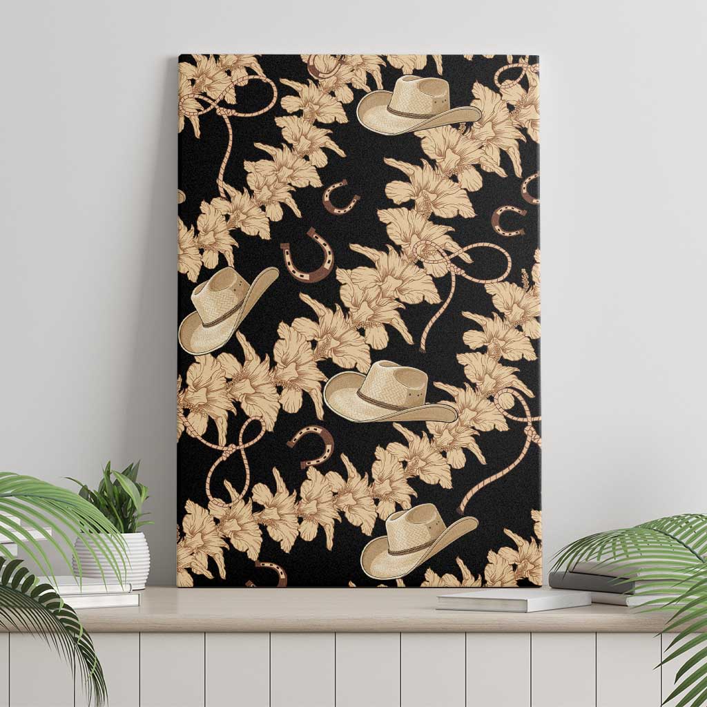 Vanuatu Cowboy Canvas Wall Art Seamless Straw Hats Hibiscus LT14 - Polynesian Pride