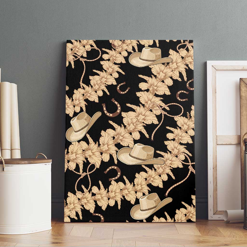 Vanuatu Cowboy Canvas Wall Art Seamless Straw Hats Hibiscus LT14 - Polynesian Pride