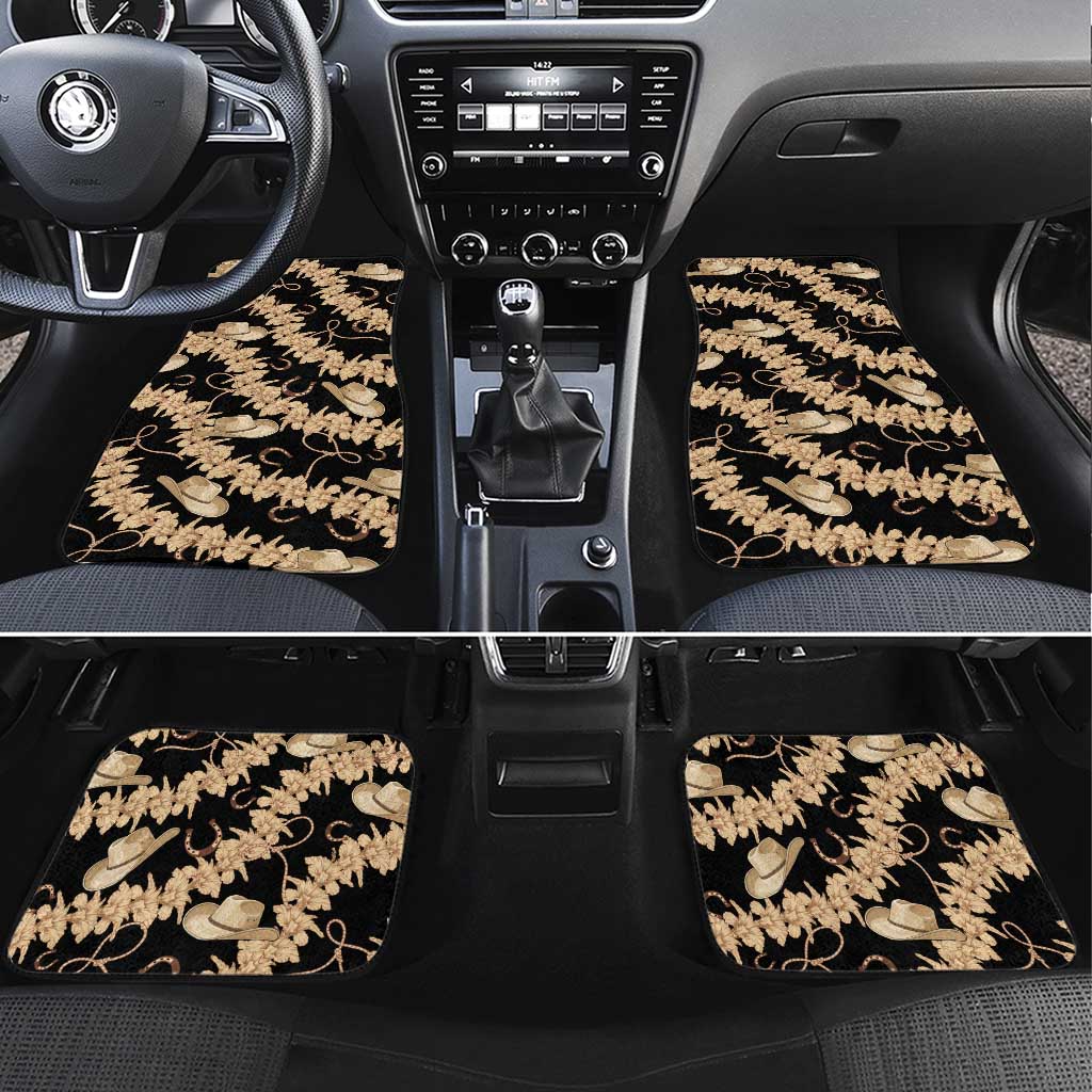 Vanuatu Cowboy Car Mats Seamless Straw Hats Hibiscus - Polynesian Pride