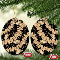 Vanuatu Cowboy Ceramic Ornament Seamless Straw Hats Hibiscus LT14 Oval Black - Polynesian Pride