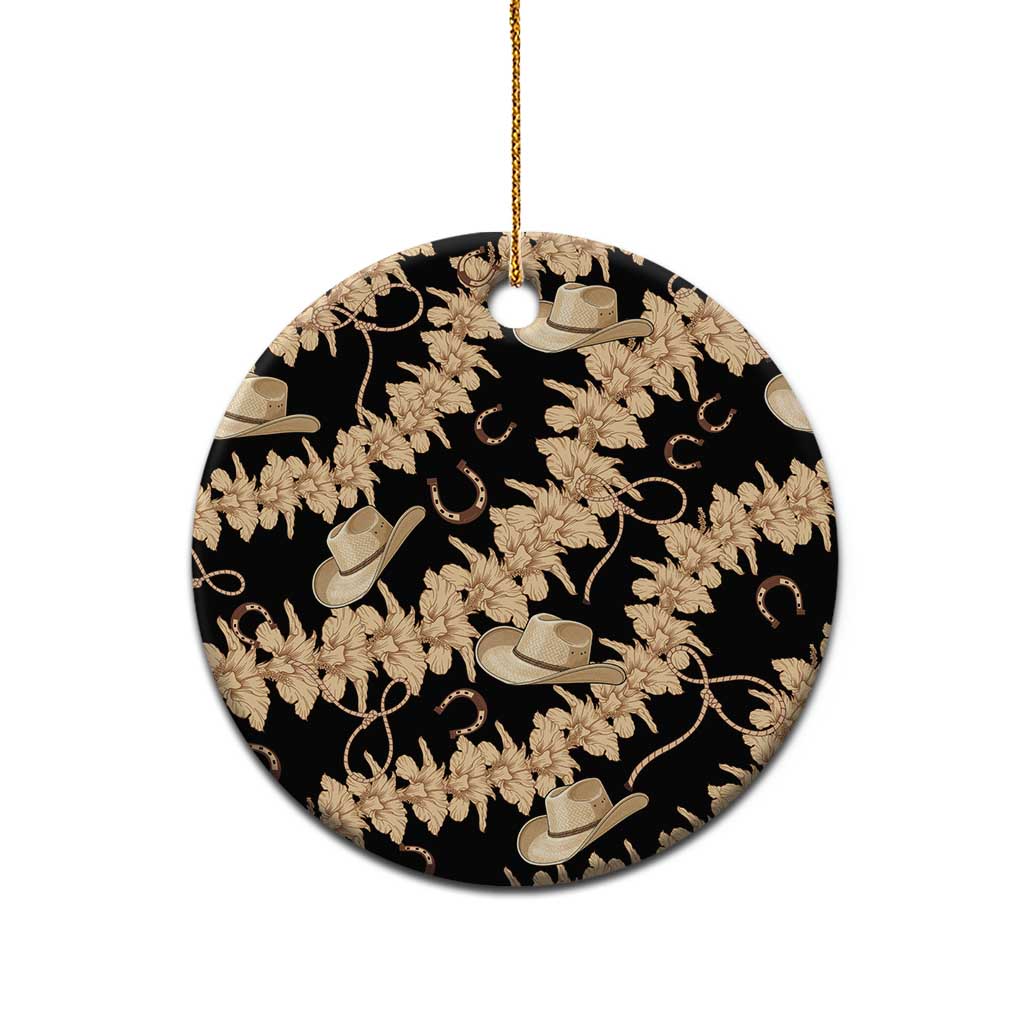 Vanuatu Cowboy Ceramic Ornament Seamless Straw Hats Hibiscus LT14 - Polynesian Pride