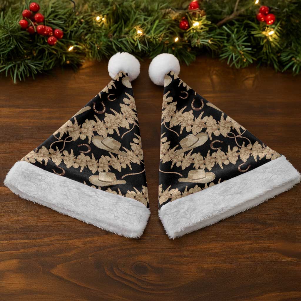 Vanuatu Cowboy Christmas Santa Hat Seamless Straw Hats Hibiscus - Polynesian Pride