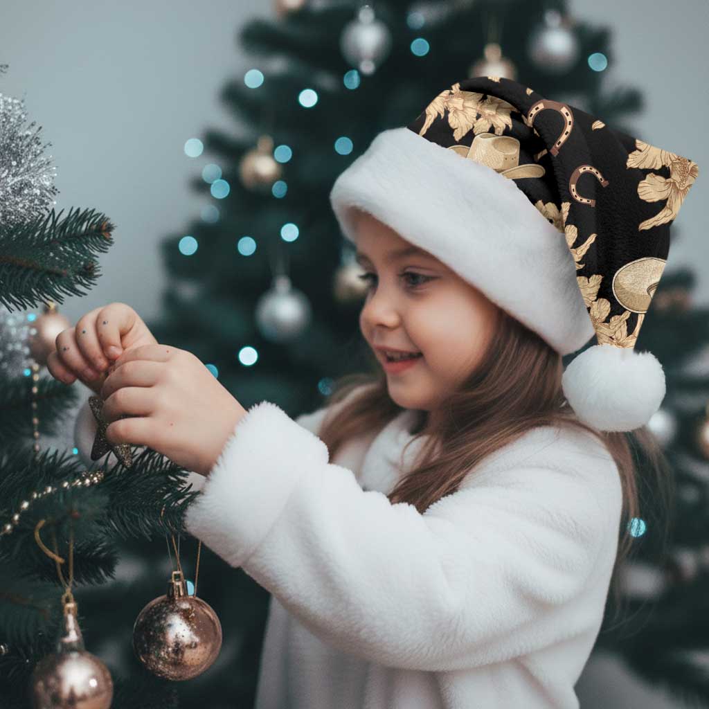 Vanuatu Cowboy Christmas Santa Hat Seamless Straw Hats Hibiscus - Polynesian Pride