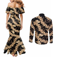 Vanuatu Cowboy Couples Matching Mermaid Dress and Long Sleeve Button Shirt Seamless Straw Hats Hibiscus LT14 - Polynesian Pride