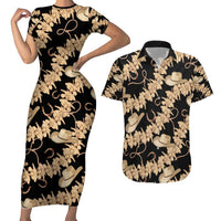 Vanuatu Cowboy Couples Matching Short Sleeve Bodycon Dress and Hawaiian Shirt Seamless Straw Hats Hibiscus - Polynesian Pride