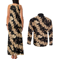Vanuatu Cowboy Couples Matching Tank Maxi Dress and Long Sleeve Button Shirt Seamless Straw Hats Hibiscus LT14 - Polynesian Pride