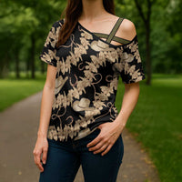 Vanuatu Cowboy Cross Shoulder Shirt Seamless Straw Hats Hibiscus LT14 - Polynesian Pride