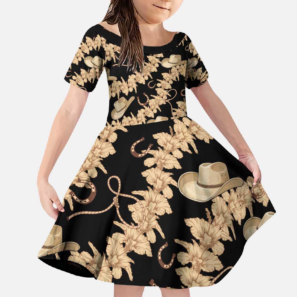 Vanuatu Cowboy Family Matching Long Sleeve Bodycon Dress and Hawaiian Shirt Seamless Straw Hats Hibiscus - Polynesian Pride