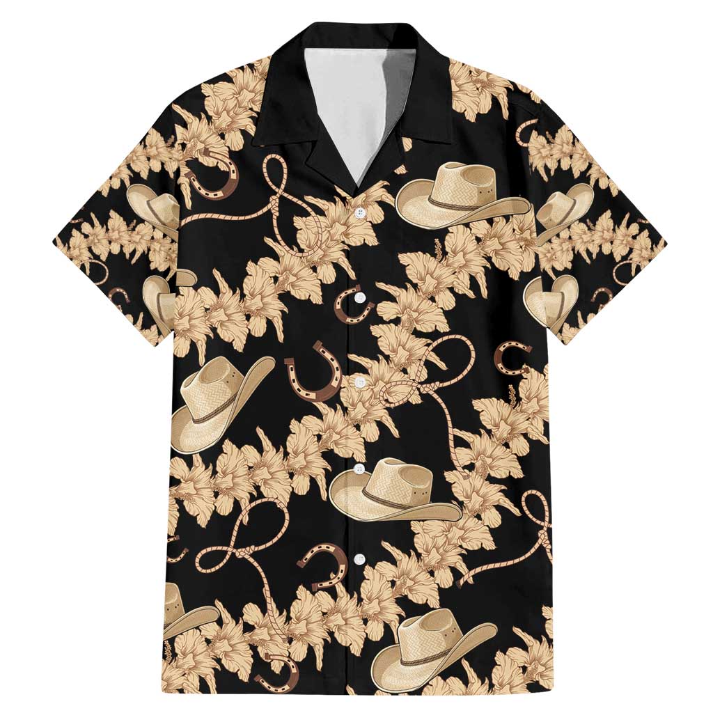 Vanuatu Cowboy Family Matching Mermaid Dress and Hawaiian Shirt Seamless Straw Hats Hibiscus - Polynesian Pride