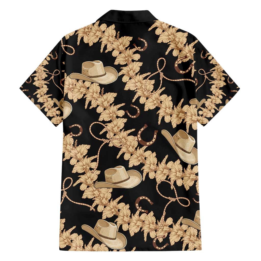 Vanuatu Cowboy Family Matching Off Shoulder Short Dress and Hawaiian Shirt Seamless Straw Hats Hibiscus - Polynesian Pride