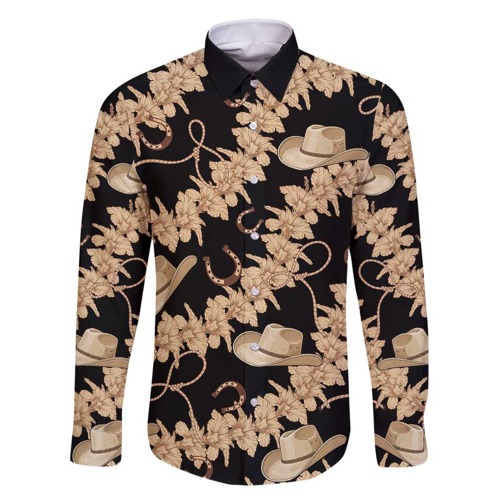 Vanuatu Cowboy Family Matching Off Shoulder Short Dress and Hawaiian Shirt Seamless Straw Hats Hibiscus - Polynesian Pride