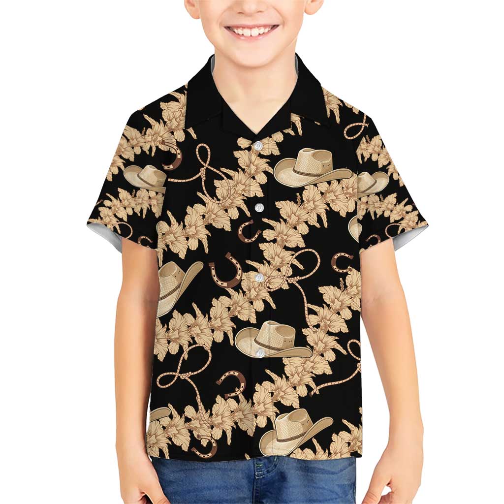 Vanuatu Cowboy Family Matching Short Sleeve Bodycon Dress and Hawaiian Shirt Seamless Straw Hats Hibiscus - Polynesian Pride