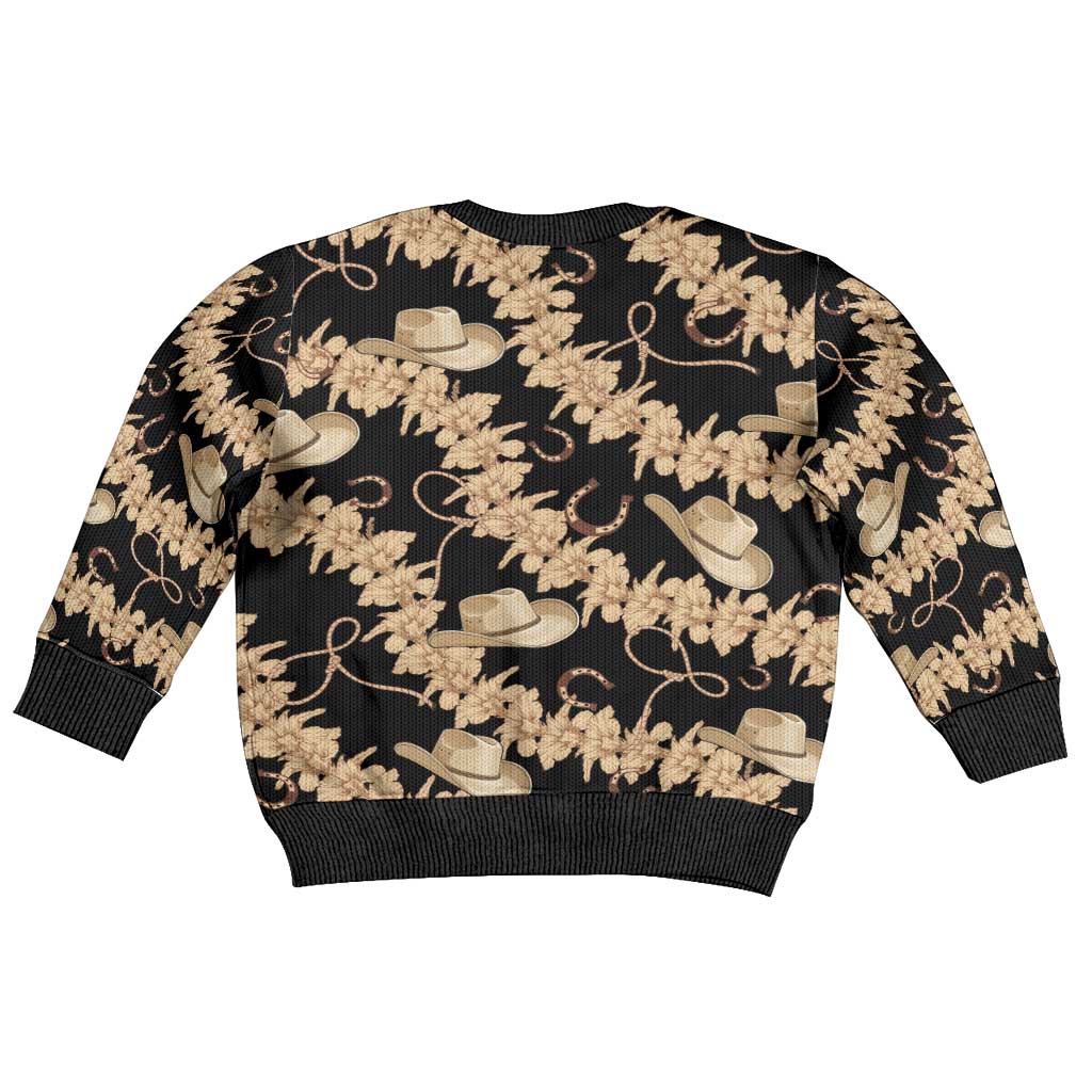Vanuatu Cowboy Kid Ugly Christmas Sweater Seamless Straw Hats Hibiscus LT14 - Polynesian Pride