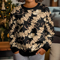 Vanuatu Cowboy Kid Ugly Christmas Sweater Seamless Straw Hats Hibiscus LT14 - Polynesian Pride