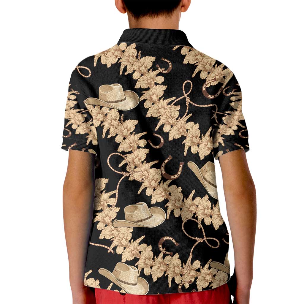 Vanuatu Cowboy Kid Polo Shirt Seamless Straw Hats Hibiscus - Polynesian Pride