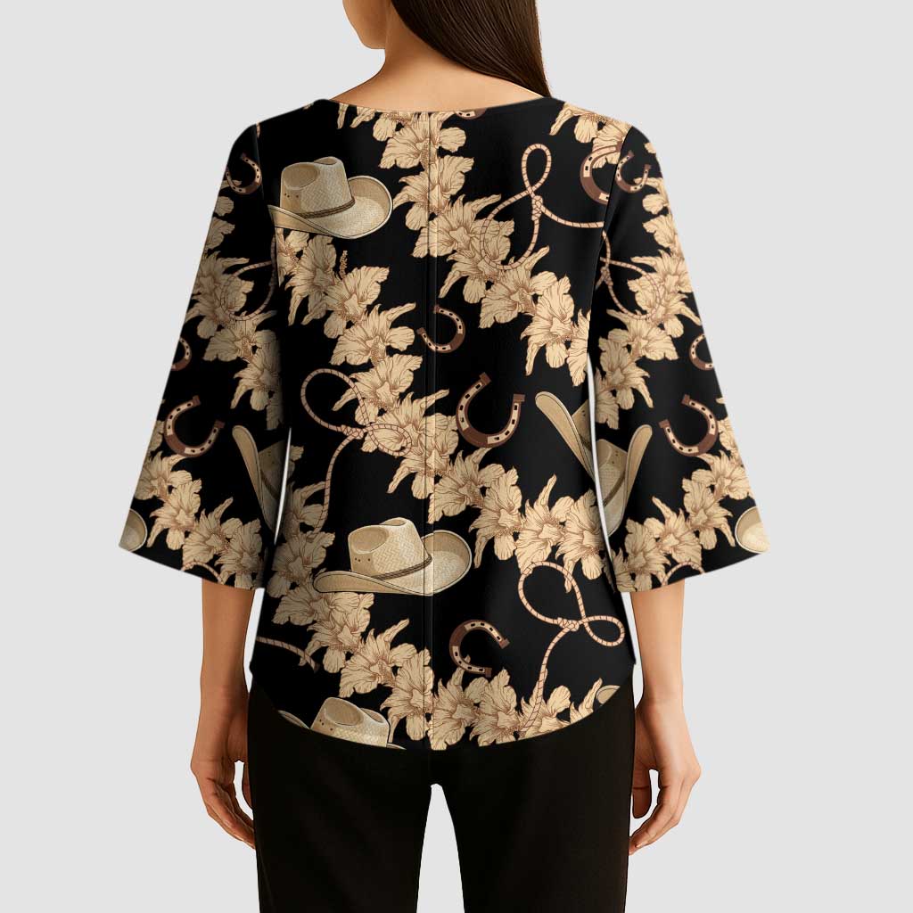 Vanuatu Cowboy Kimono Sleeve Blouse Seamless Straw Hats Hibiscus LT14 - Polynesian Pride